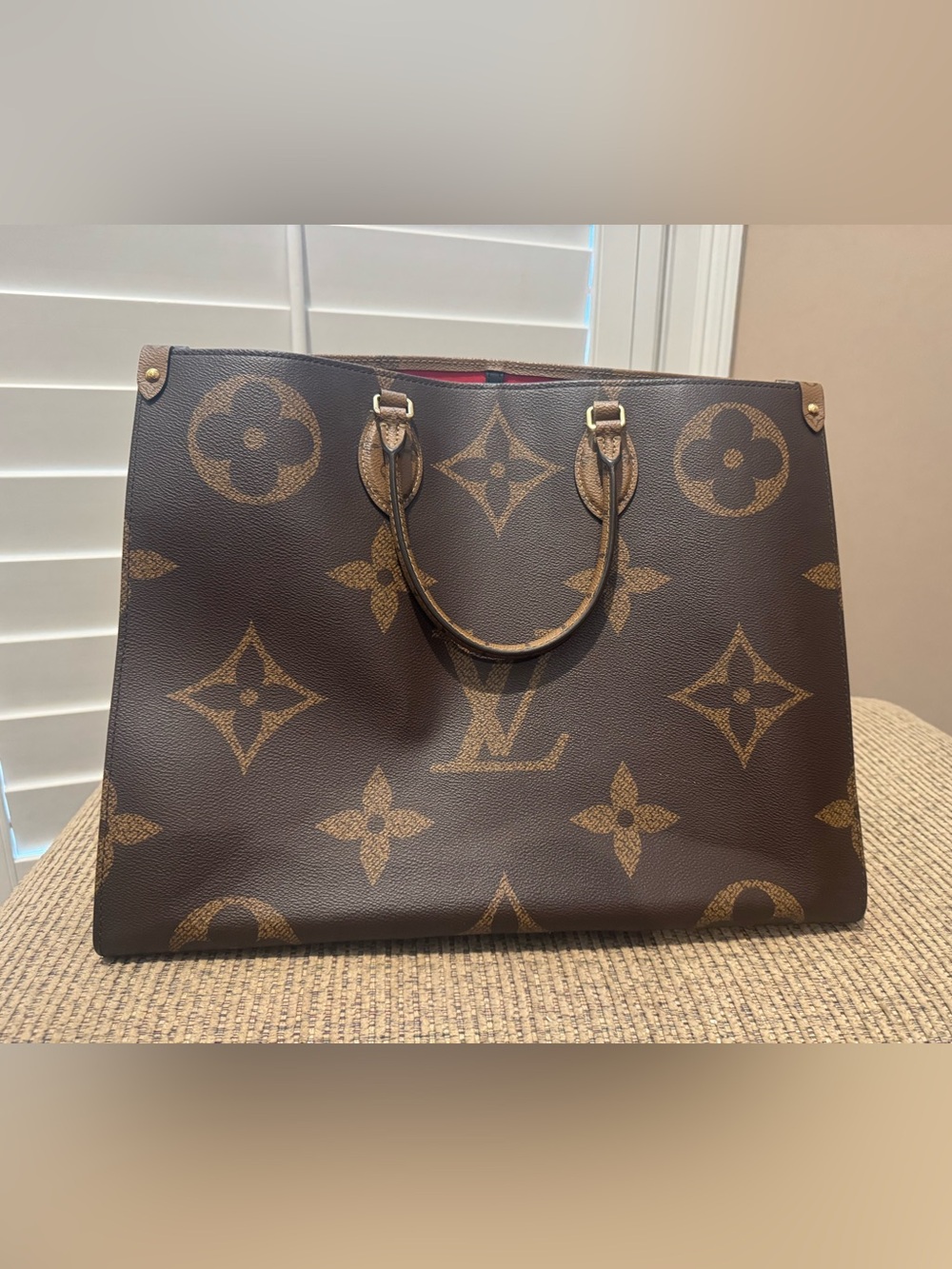 Louis Vuitton Monogram Large Brown Canvas Tote with Gold Hardware